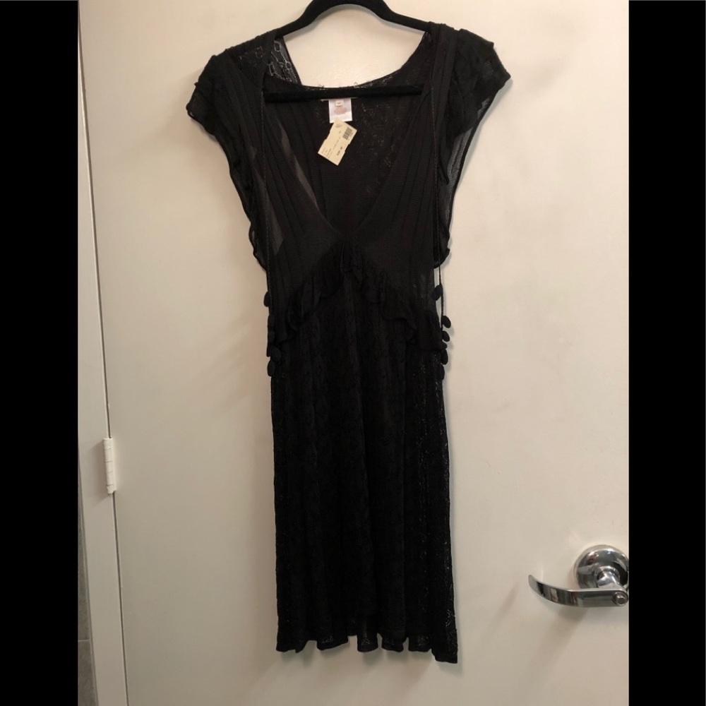 La Rock Black see-through Hoodie Dress